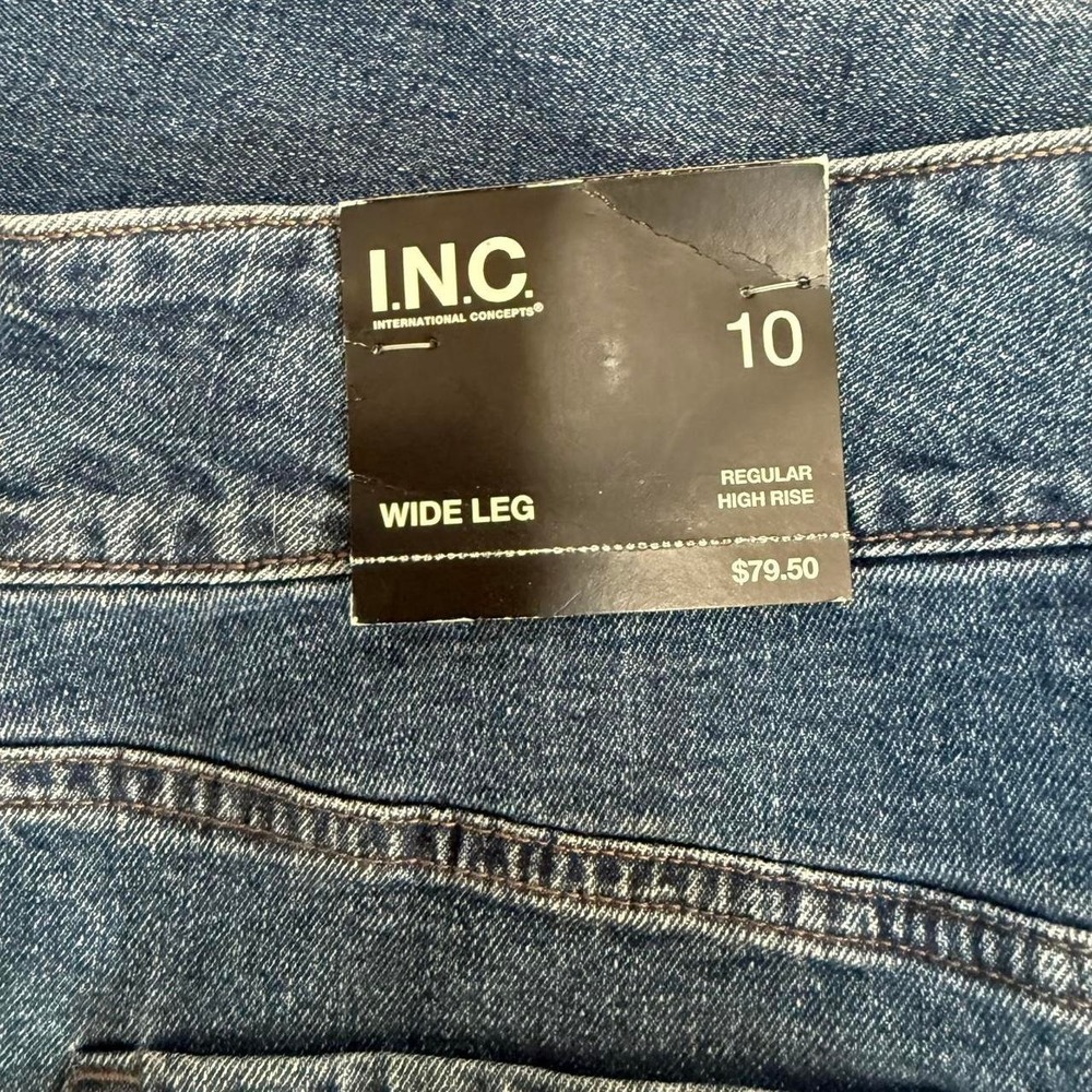 INC International Concepts Wide Leg High Rise Jeans Medium Indigo Wash 10/30 NEW - Picture 6 of 8